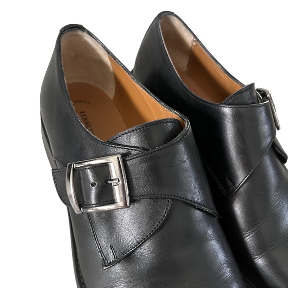 Kenneth Cole New York Vero Cuoio Suit Coat Black Monk Strap Shoes Size 10.5 - Picture 5 of 9
